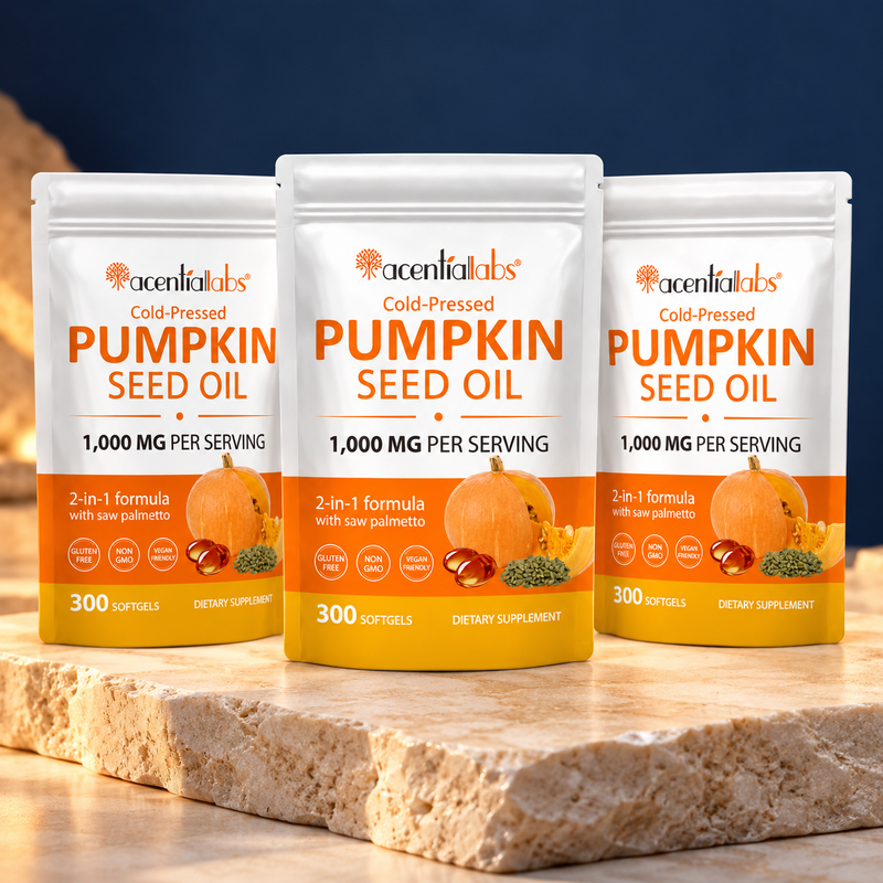 Three white-label pumpkin seed oil pouches